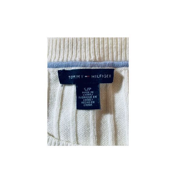 Tommy Hilfiger Women's Ribbed Knit Long Sleeve Letter Sweater Ivory Size S/P - Picture 5 of 6